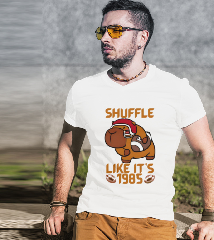 Shuffle Like It's 1985 Capybara With Headphones T-Shirt