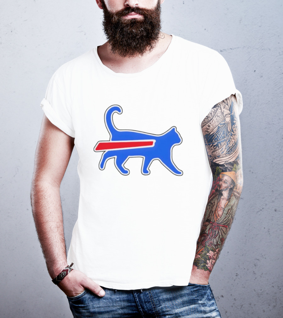 Buffalo Bills Cat Logo Parody Red And Blue T-Shirt