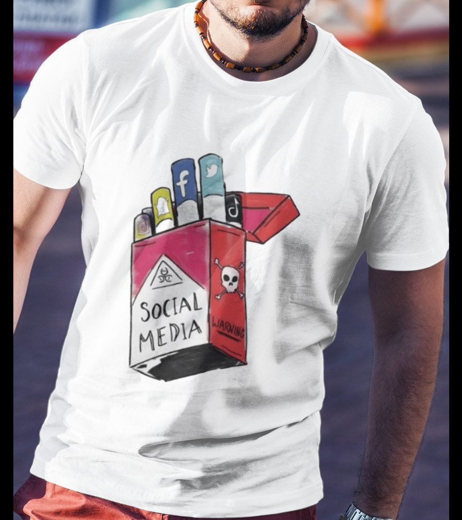 Social Media Warning Cigarette Pack With Iconic Apps T-Shirt