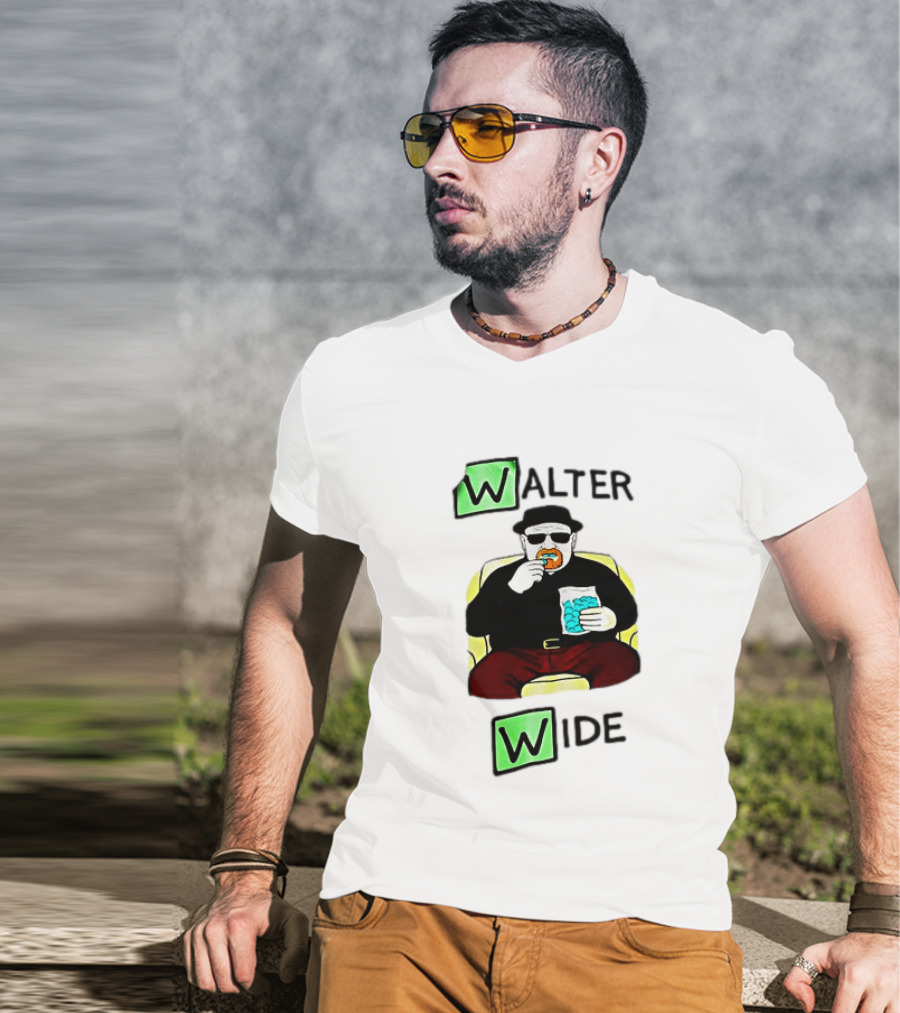 Walter Wide Breaking Bad Parody Green Letters Sitting Eating Blue Candy T-Shirt