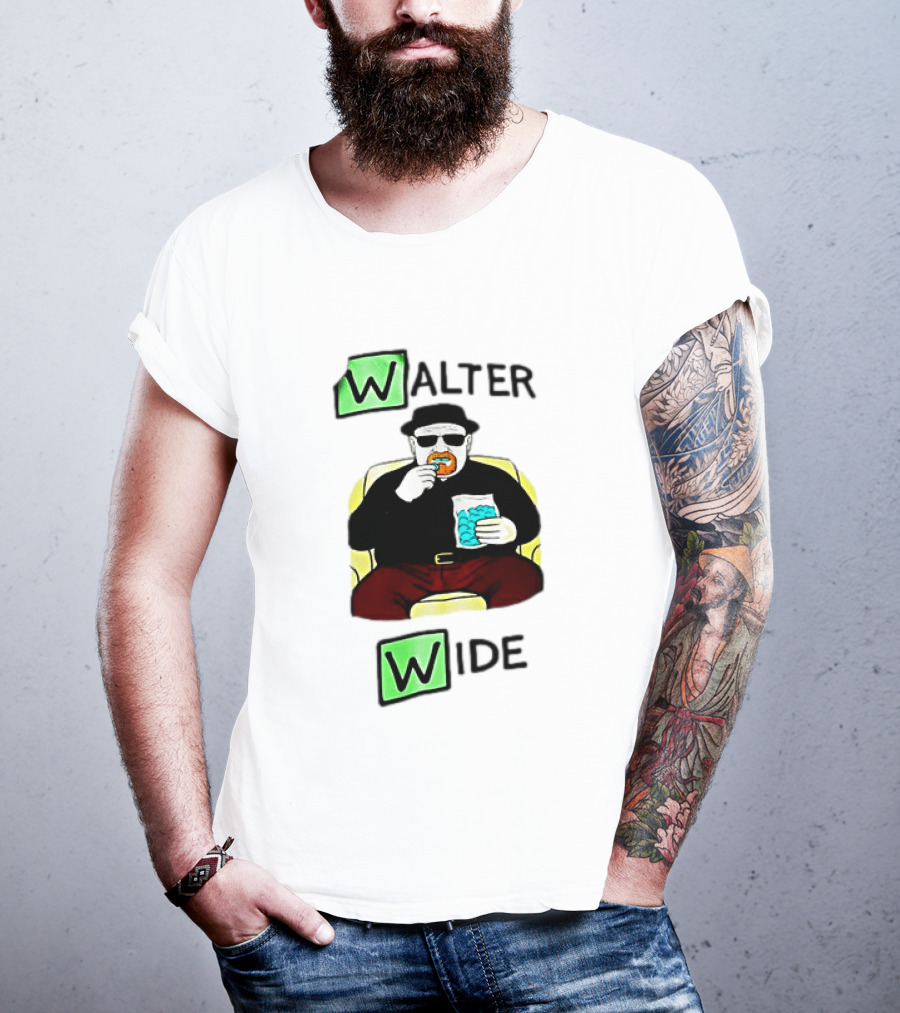 Walter Wide Breaking Bad Parody Green Letters Sitting Eating Blue Candy T-Shirt