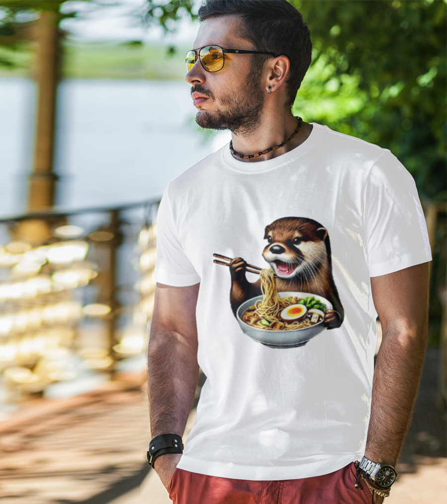 Trendy Otter Enjoying Ramen Bowl Meme T-Shirt