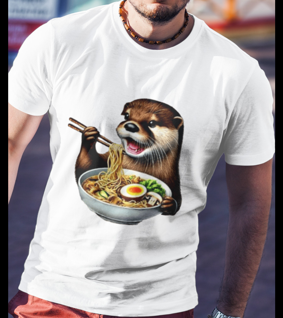 Trendy Otter Enjoying Ramen Bowl Meme T-Shirt