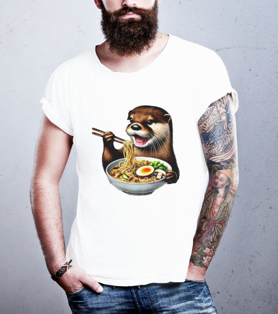 Trendy Otter Enjoying Ramen Bowl Meme T-Shirt