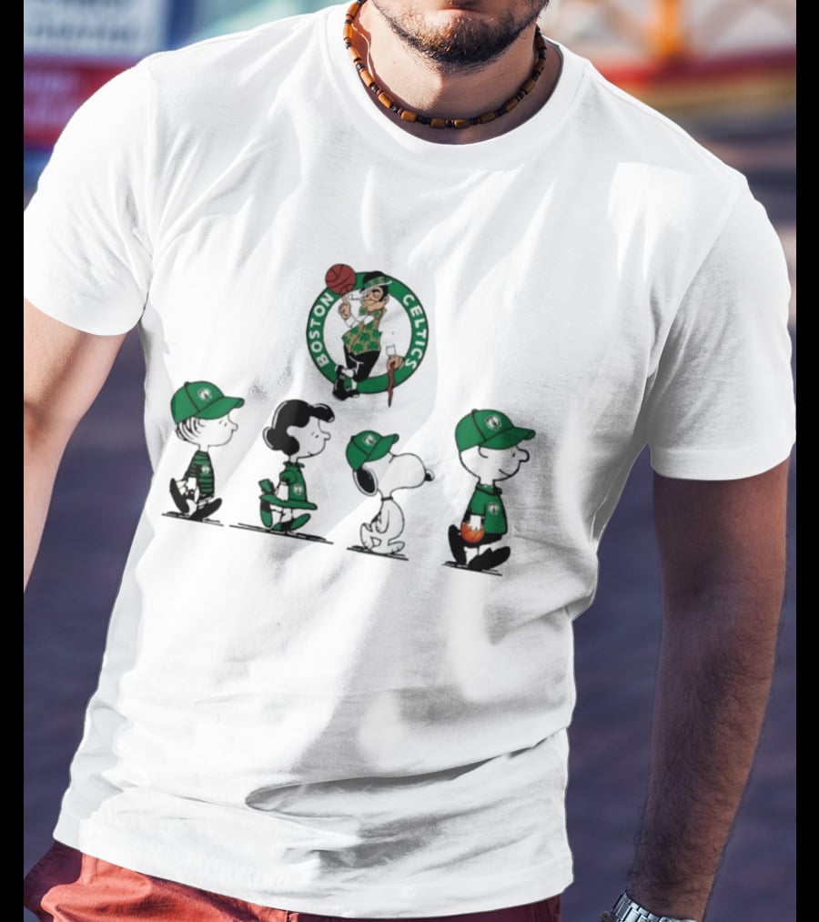 Peanuts Characters Boston Celtics Basketball Sports T-Shirt