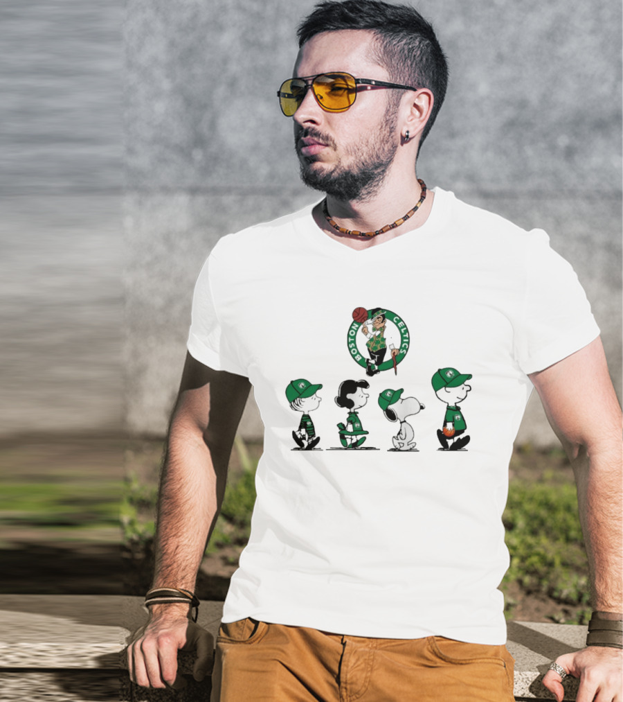 Peanuts Characters Boston Celtics Basketball Sports T-Shirt