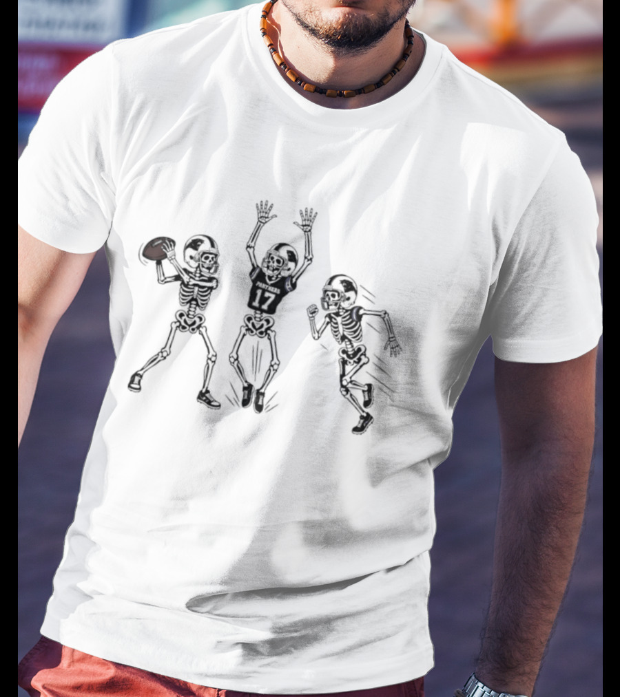 Xavier Legette Number 17 Carolina Panthers Skeleton Playing Football T-Shirt