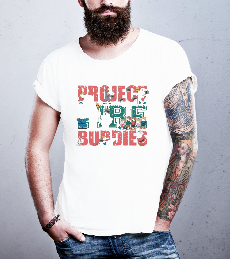 Project Fire Buddies Christmas Animated Characters And Santa Claus T-Shirt
