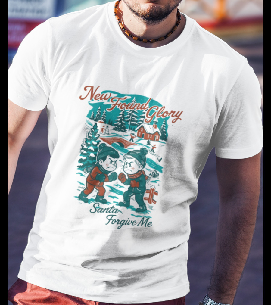 New Found Glory Santa Forgive Me Winter Scene T-Shirt