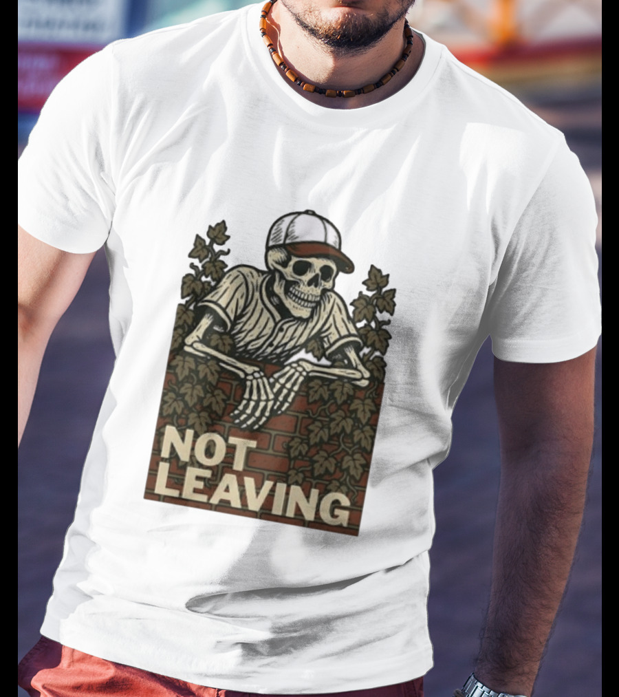 Skeleton Baseball Player Not Leaving Brick Wall Ivy Cap T-Shirt