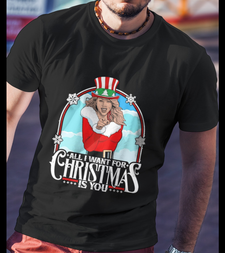 All I Want For Christmas Is You Mariah Carey Santa Christmas Music Holiday T-Shirt