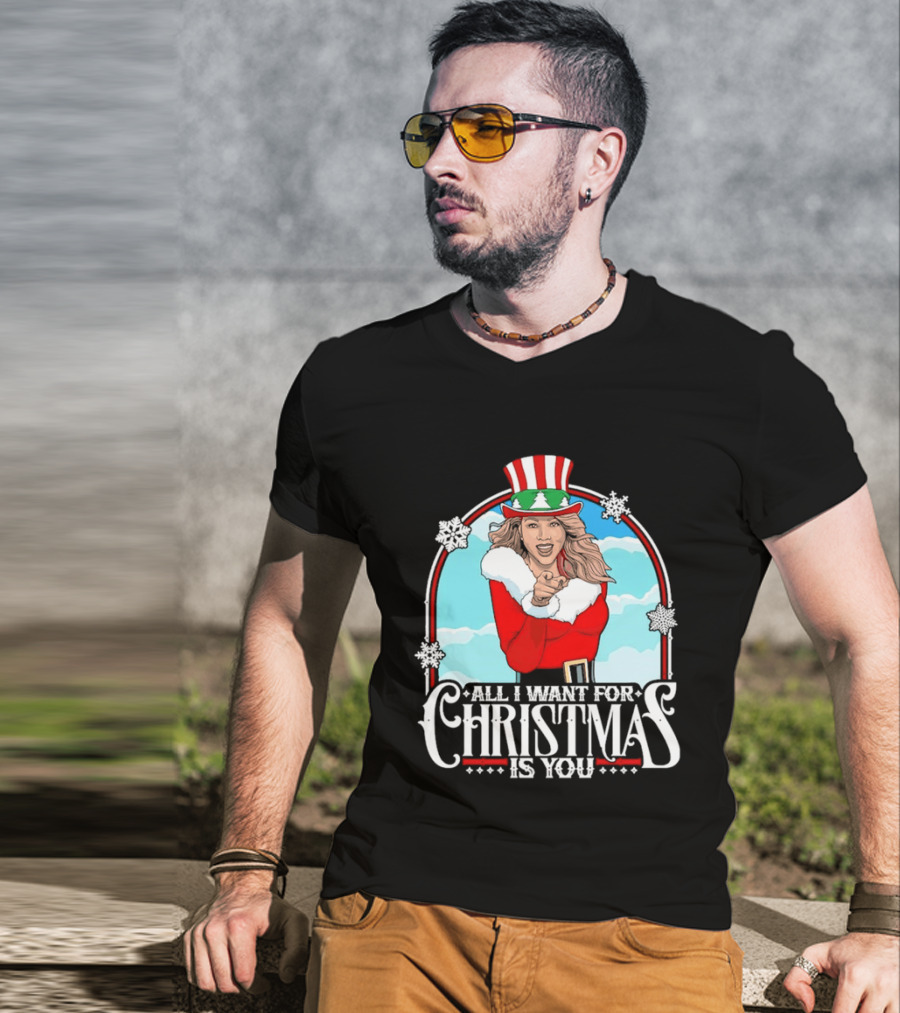 All I Want For Christmas Is You Mariah Carey Santa Christmas Music Holiday T-Shirt