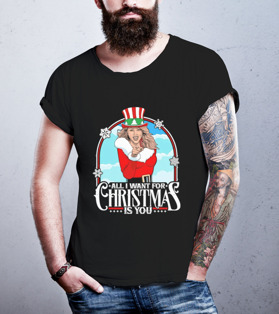 All I Want For Christmas Is You Mariah Carey Santa Christmas Music Holiday T-Shirt