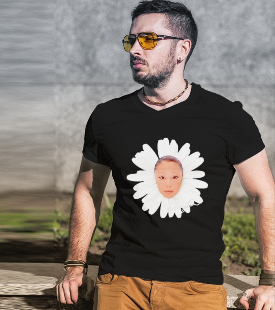 Ariana Grande Daisy Flower Face With Signature T-Shirt