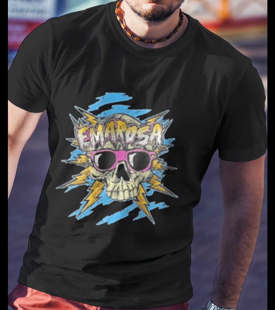 Emarosa Skull With Sunglasses And Lightning Burst T-Shirt