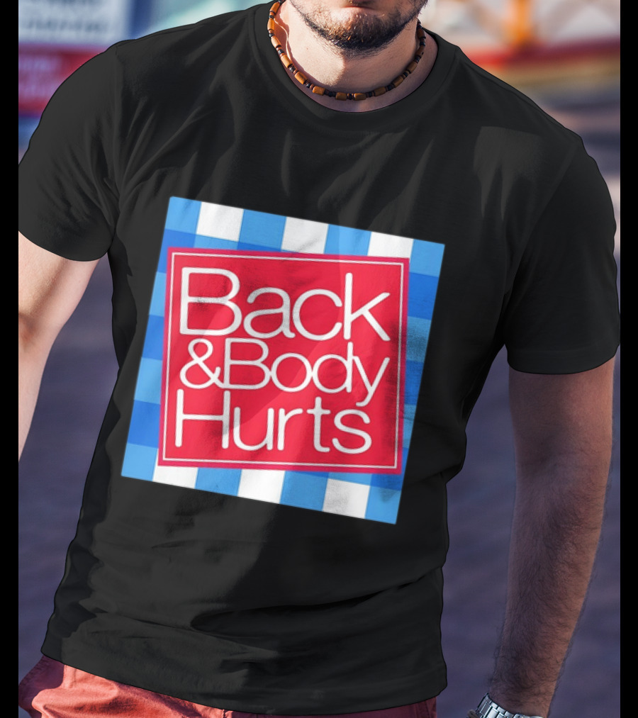Back And Body Hurts Blue Gingham Square Red T-Shirt