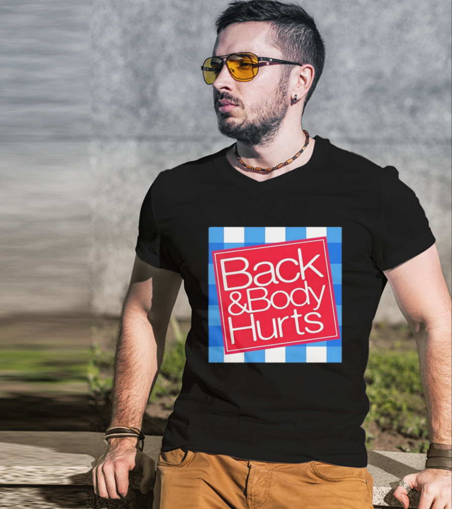 Back And Body Hurts Blue Gingham Square Red T-Shirt