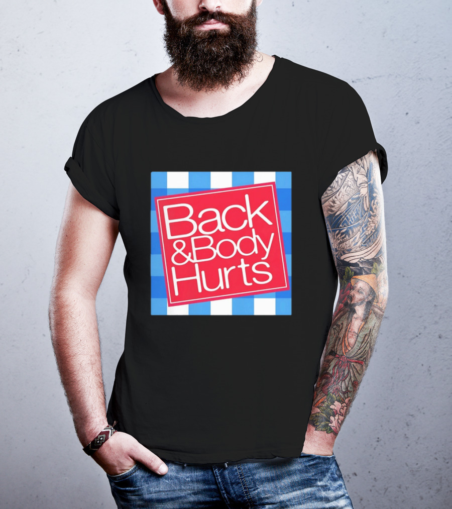 Back And Body Hurts Blue Gingham Square Red T-Shirt