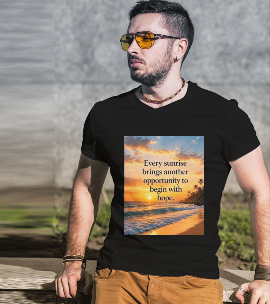 Every Sunrise Brings Another Opportunity To Begin With Hope Scenic Beach View T-Shirt