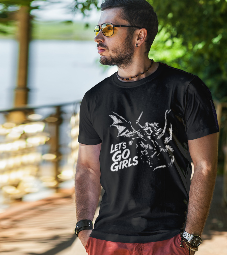 Let's Go Girls Dragon Rider Warrior Woman Sword Fighter T-Shirt