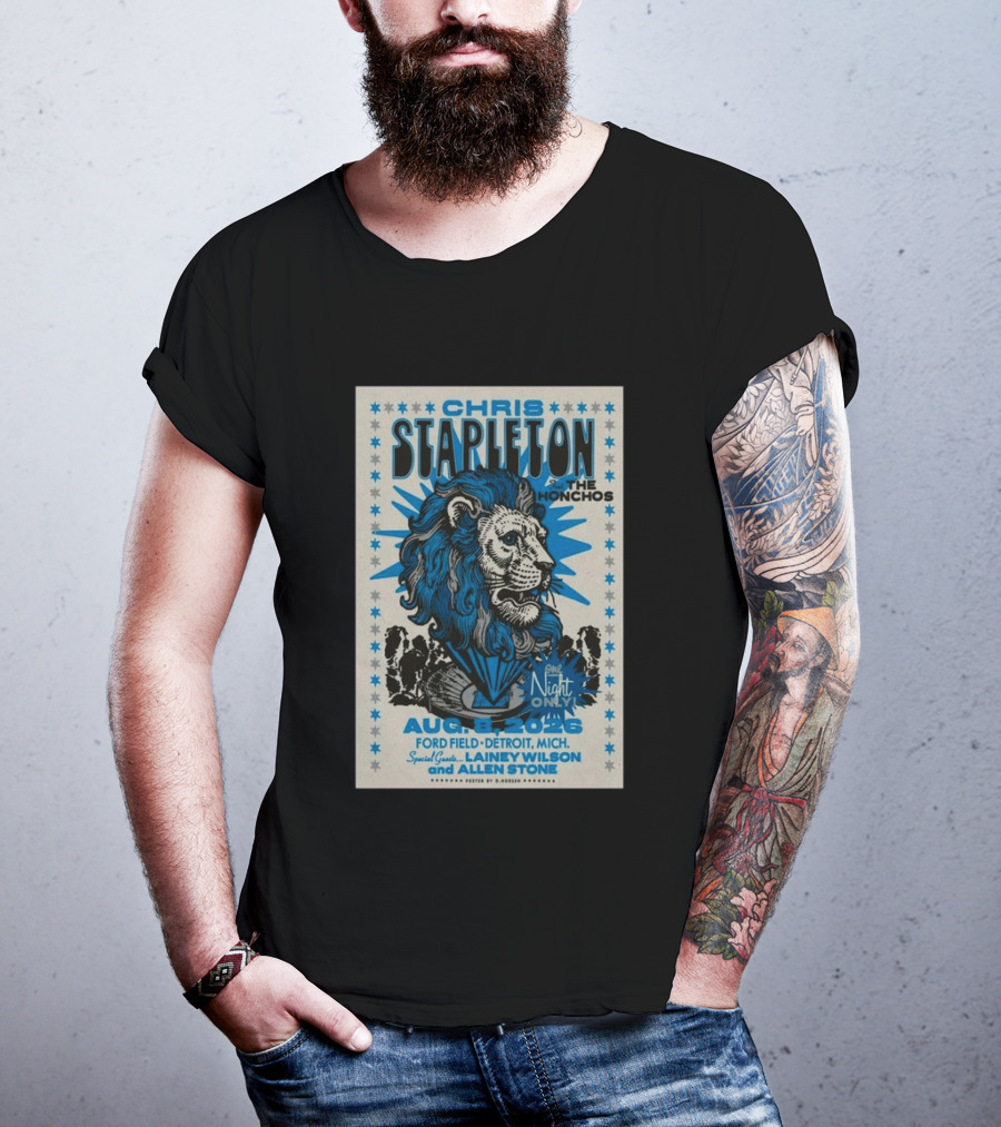 Chris Stapleton The Honchos Ford Field Detroit Aug 08 2026 Special Guests Lainey Wilson Allen Stone T-Shirt