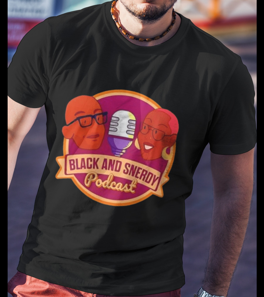 Black And Snerdy Podcast Hosts Microphone T-Shirt