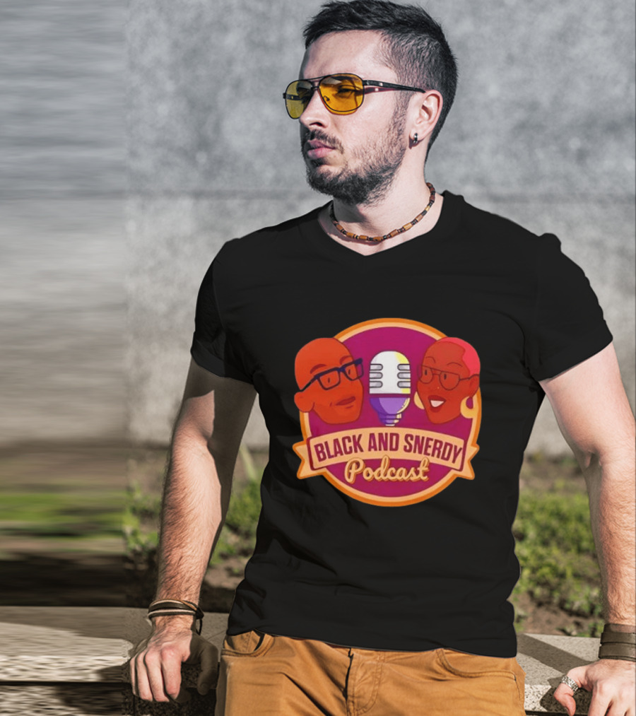 Black And Snerdy Podcast Hosts Microphone T-Shirt