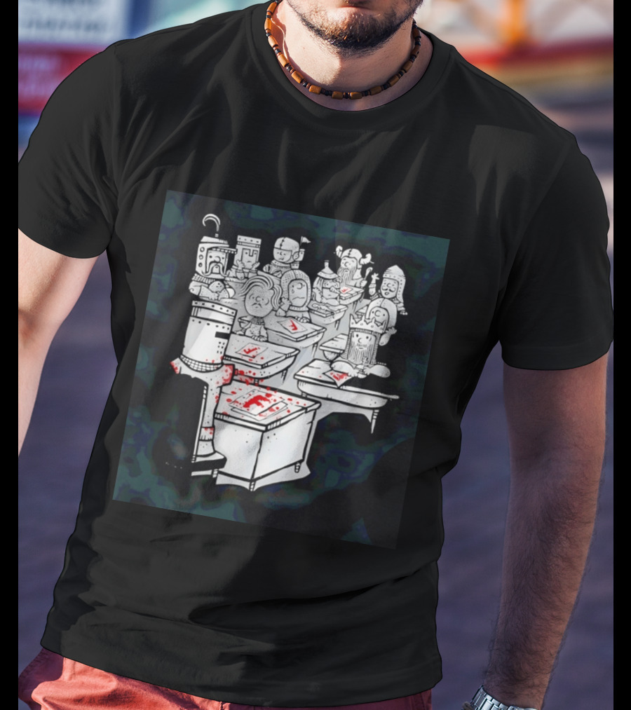 Bloody Knight Classroom Cartoon Failing Grade F T-Shirt
