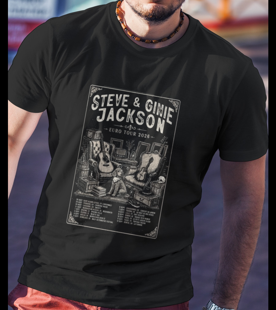 Steve & Ginie Jackson Euro Tour 2026 Collectible Concert August To October Tour Dates T-Shirt