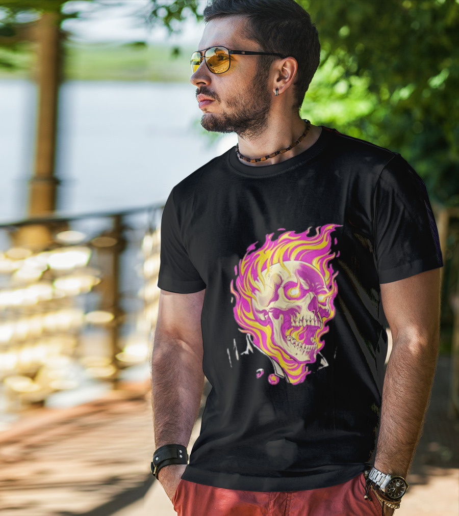 Ghost Rider Flaming Skull Marvel Fire Blaze T-Shirt