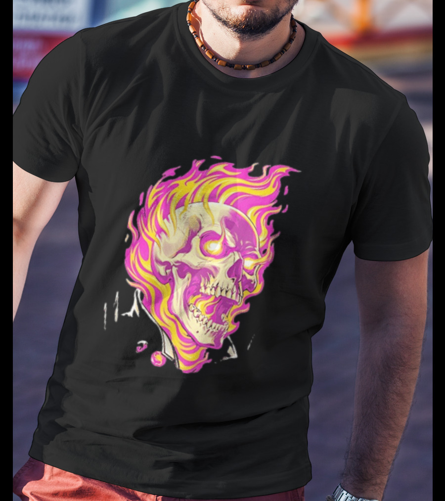 Ghost Rider Flaming Skull Marvel Fire Blaze T-Shirt