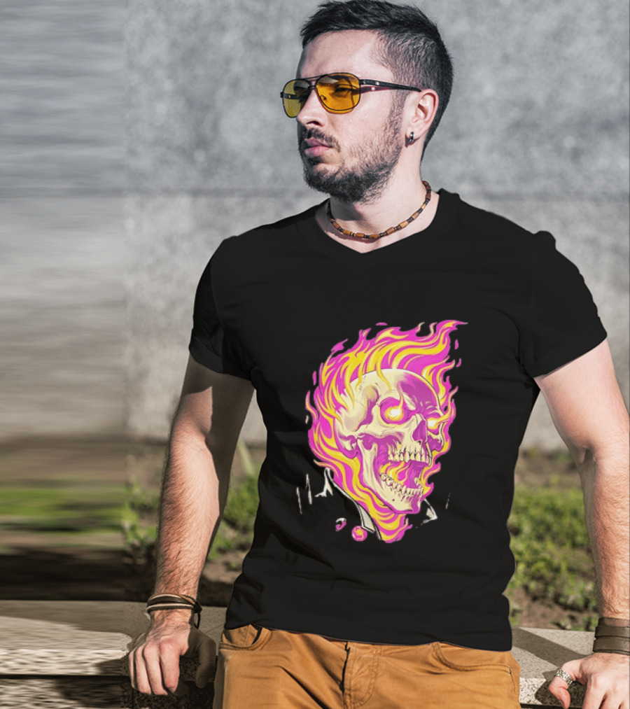 Ghost Rider Flaming Skull Marvel Fire Blaze T-Shirt