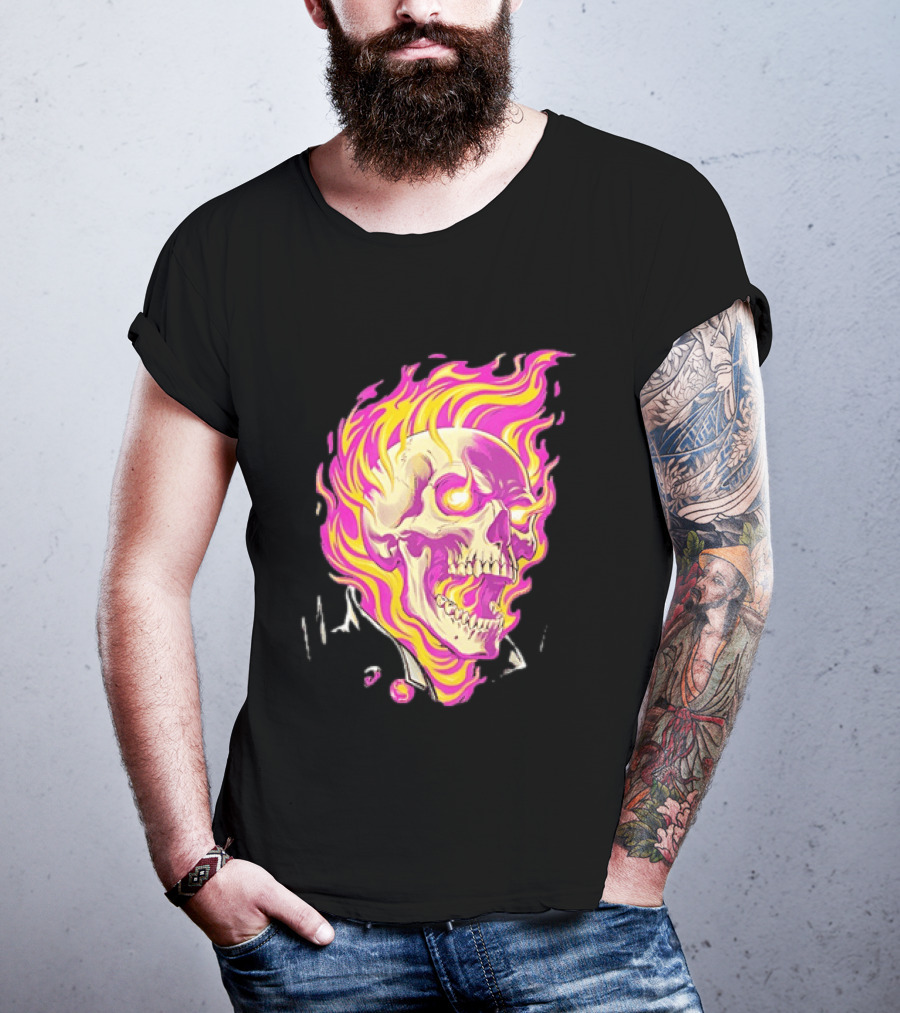 Ghost Rider Flaming Skull Marvel Fire Blaze T-Shirt