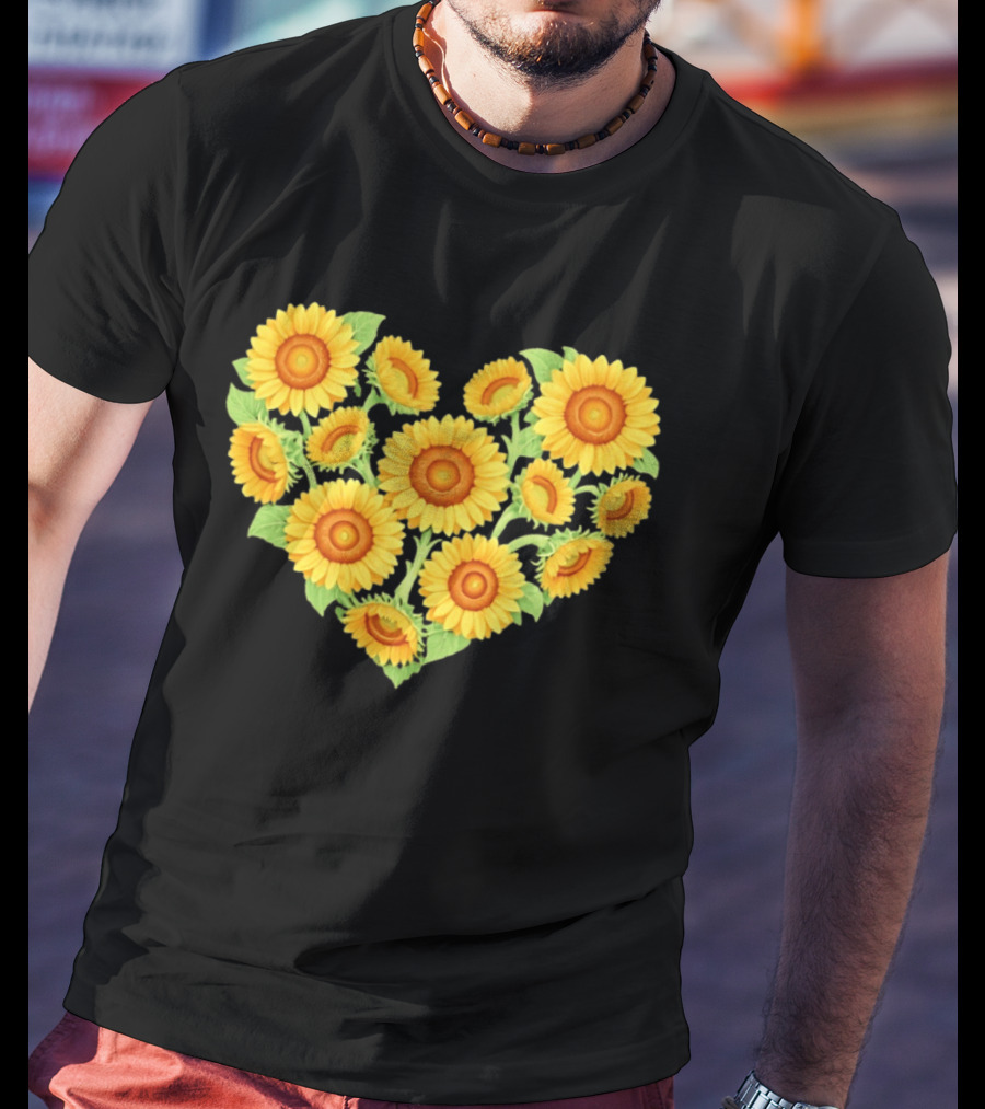 Sunflower Heart Shaped Floral Arrangement Nature T-Shirt