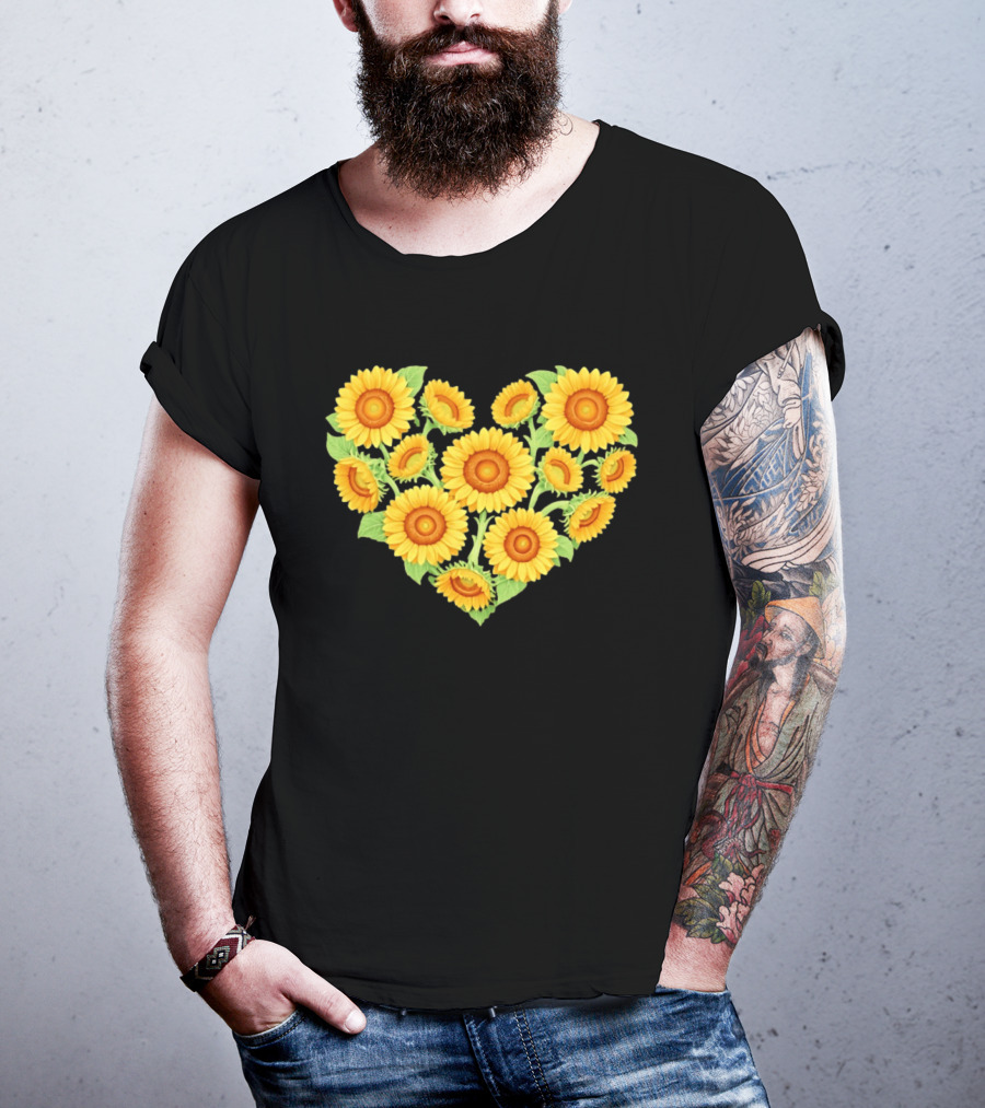 Sunflower Heart Shaped Floral Arrangement Nature T-Shirt