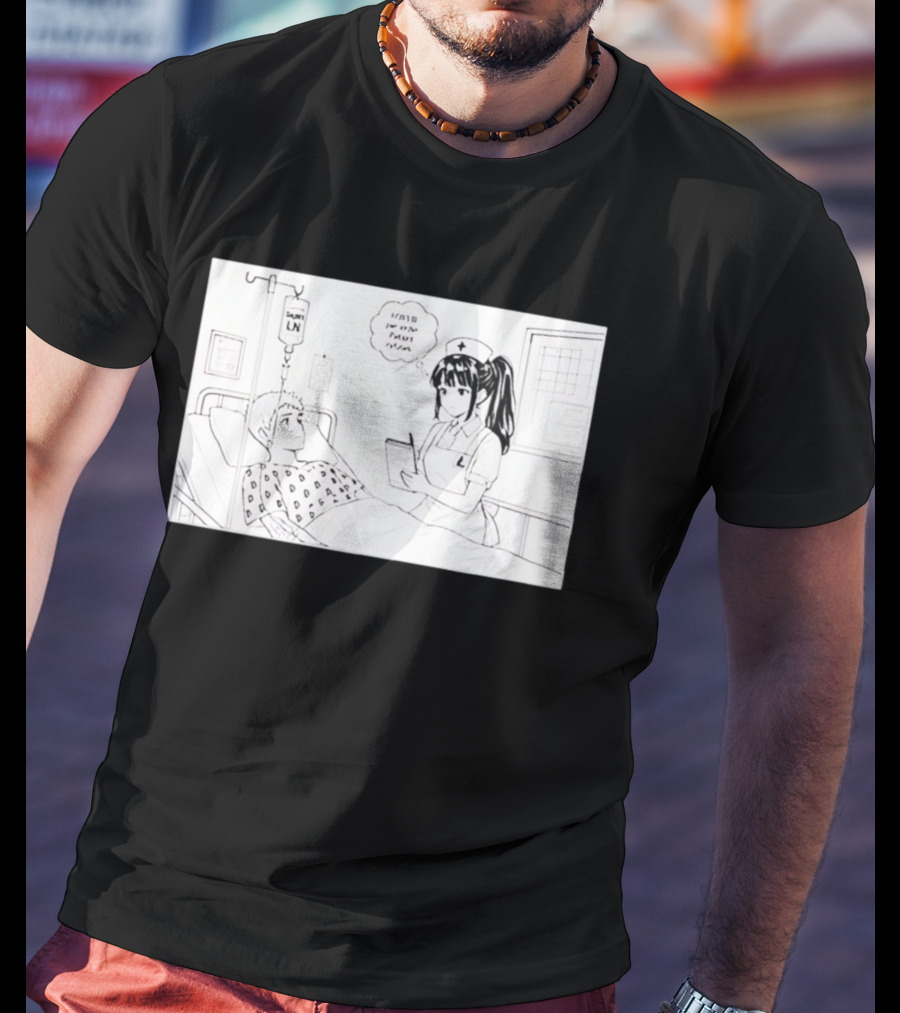 Nurse Manga Style Hospital Scene With Patient And IV Drip T-Shirt