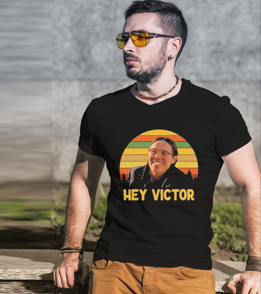 Hey Victor Thomas Builds The Fire Smoke Signals Retro Rainbow T-Shirt