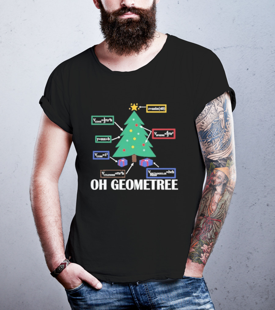Oh Geometree Christmas Math Teacher Holiday Humor Educational T-Shirt
