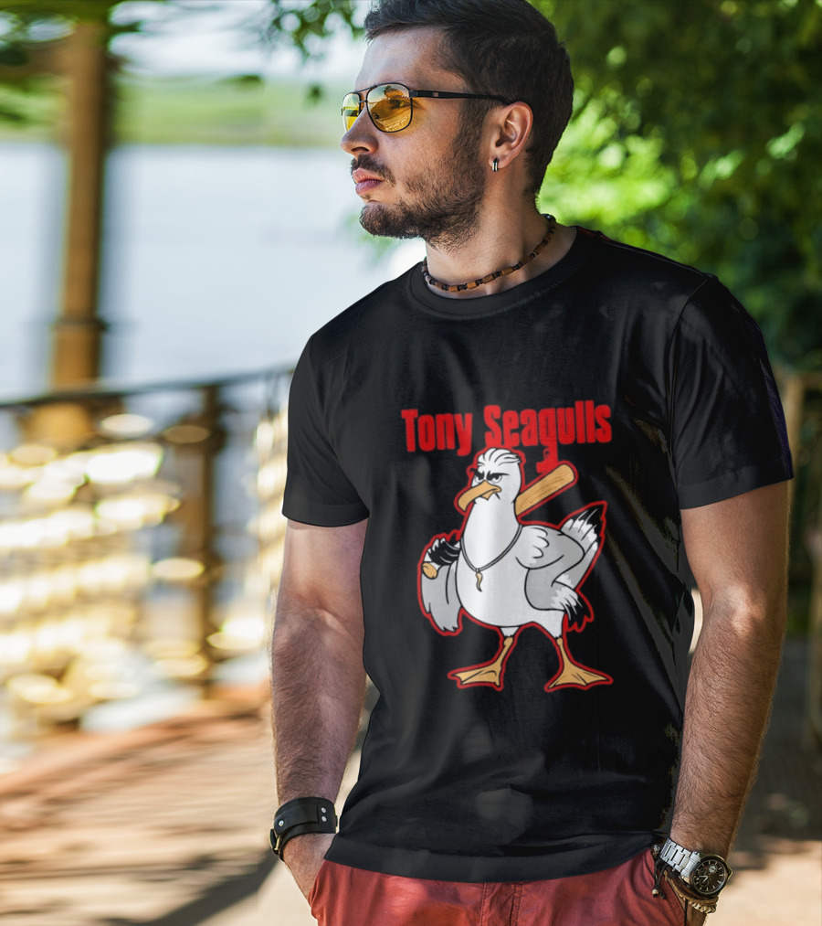Tony Seagulls Mobster Bird Seagull Mafia T-Shirt