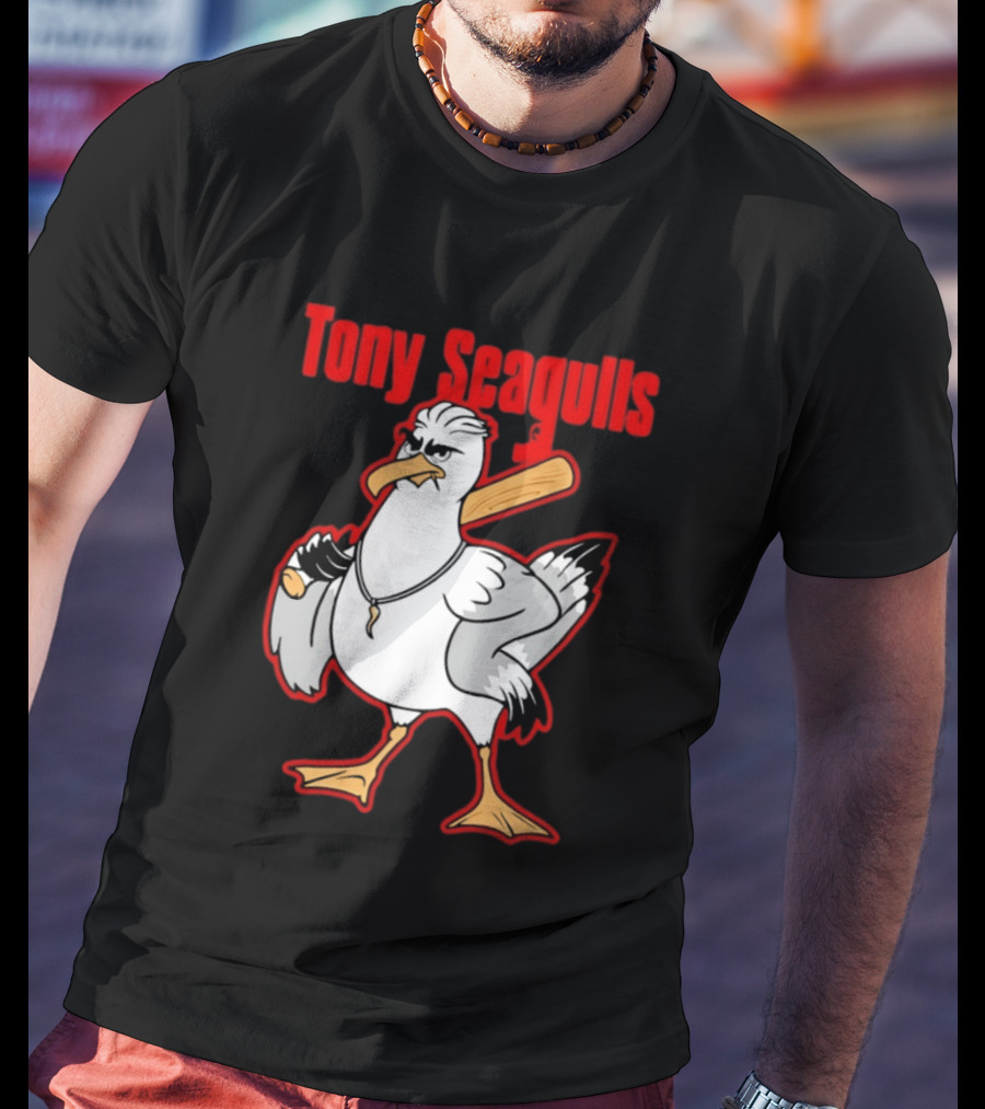 Tony Seagulls Mobster Bird Seagull Mafia T-Shirt