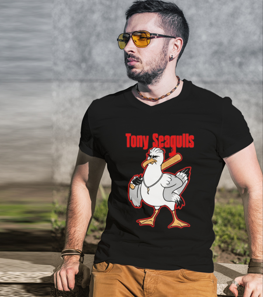 Tony Seagulls Mobster Bird Seagull Mafia T-Shirt