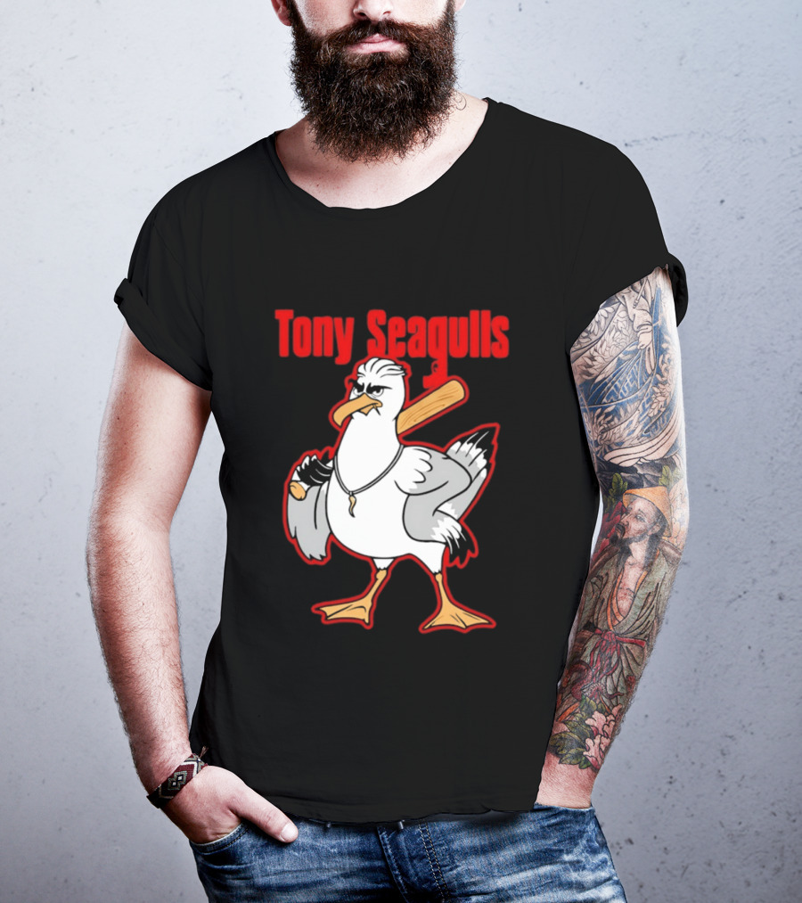 Tony Seagulls Mobster Bird Seagull Mafia T-Shirt