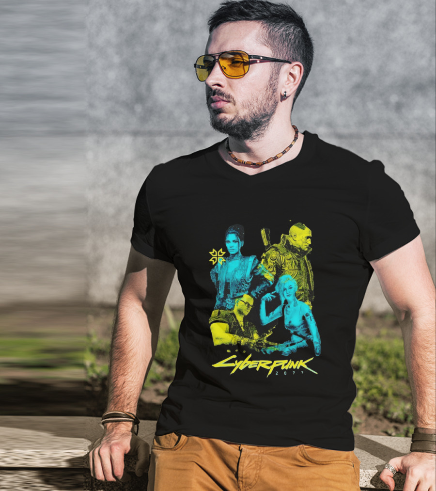 Cyberpunk 2077 Characters And Logo Video Game Merchandise T-Shirt