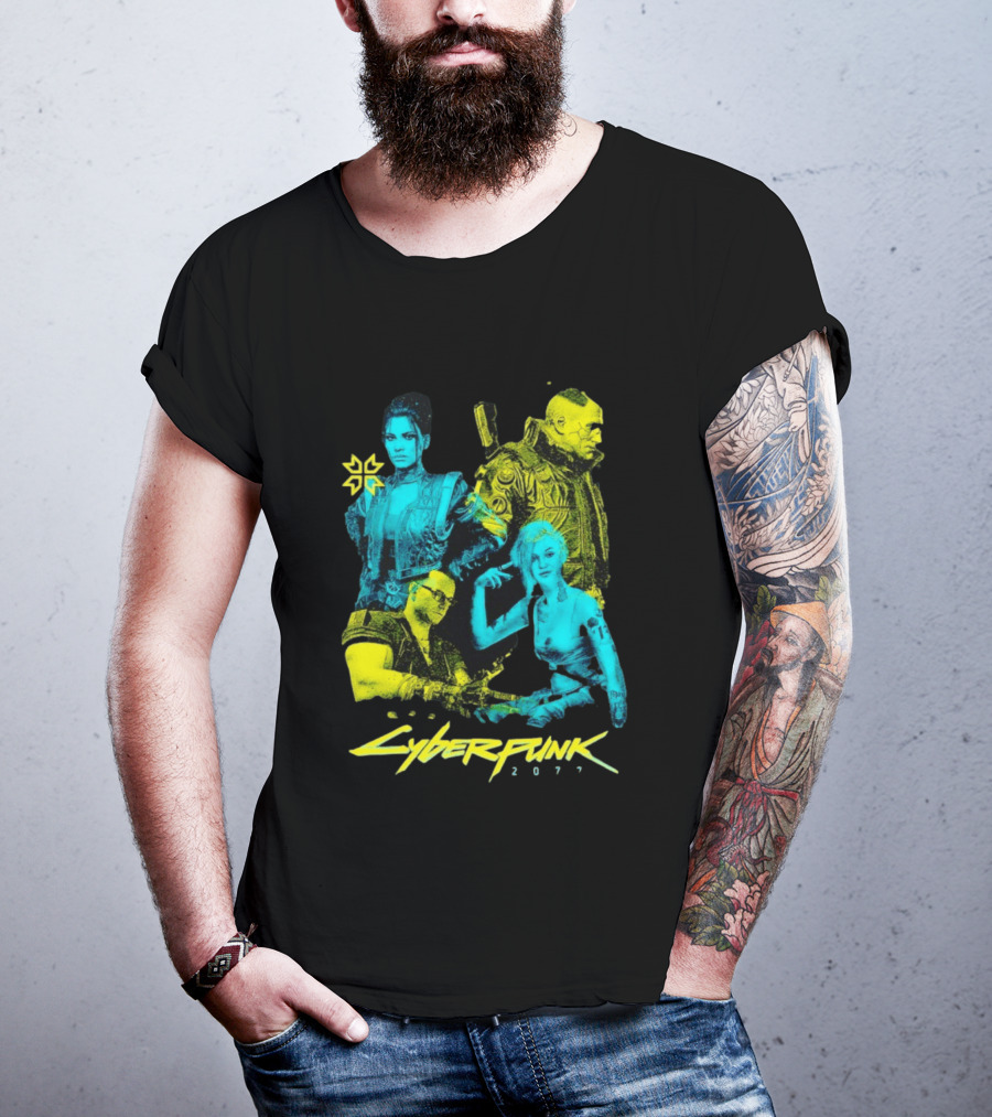 Cyberpunk 2077 Characters And Logo Video Game Merchandise T-Shirt