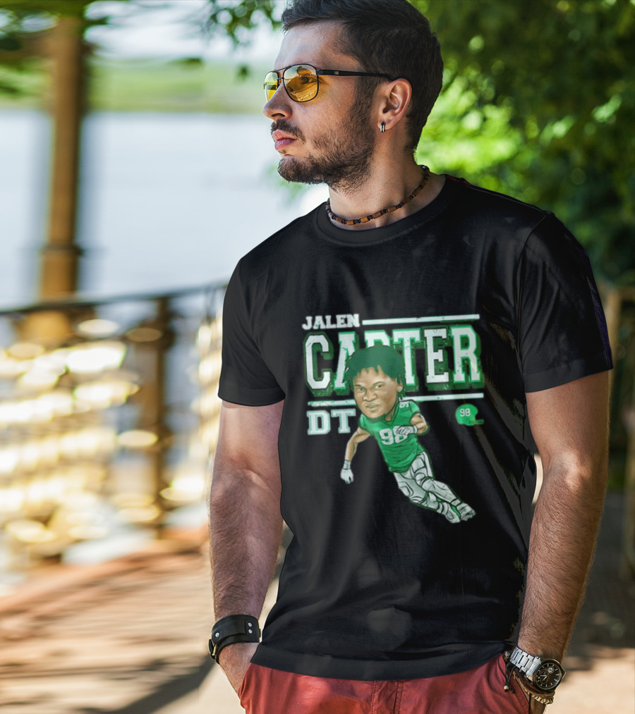 Jalen Carter Philadelphia Eagles DT 98 Caricature Football Player T-Shirt