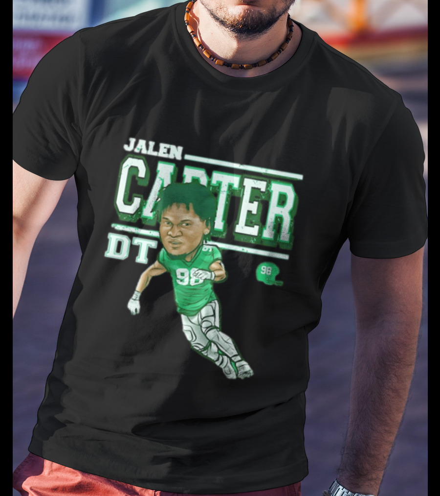 Jalen Carter Philadelphia Eagles DT 98 Caricature Football Player T-Shirt