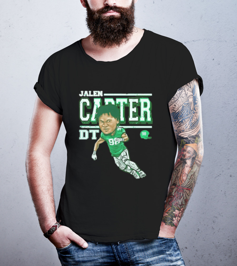 Jalen Carter Philadelphia Eagles DT 98 Caricature Football Player T-Shirt
