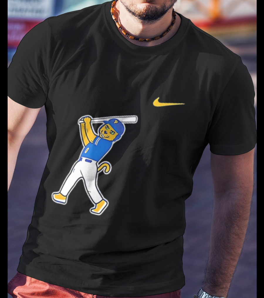 Pittsburgh Panthers Baseball Cartoon Mascot Batter Nike Sportswear T-Shirt