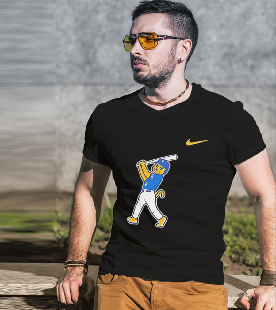 Pittsburgh Panthers Baseball Cartoon Mascot Batter Nike Sportswear T-Shirt