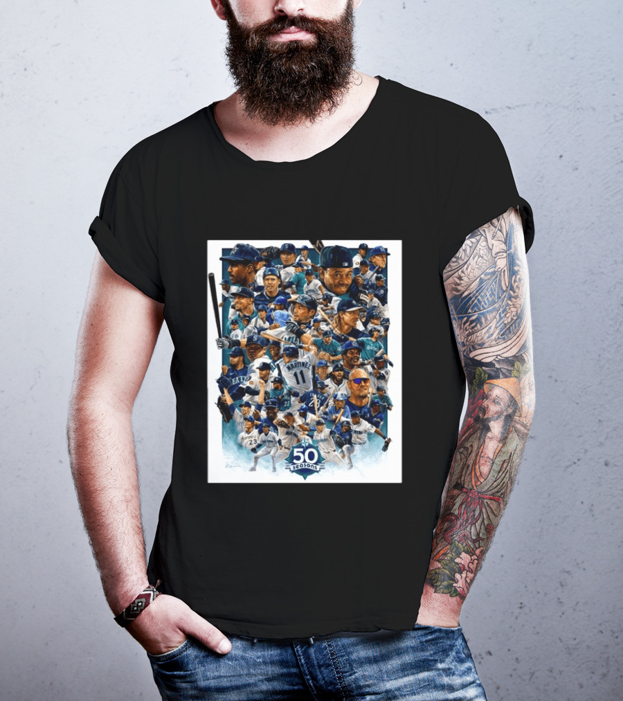 50 Seasons Presenting The Greatest Mariners Players Of All Time T-Shirt